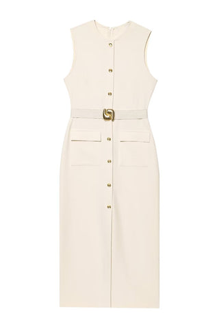 Sleeveless Button-Front Casual Dress