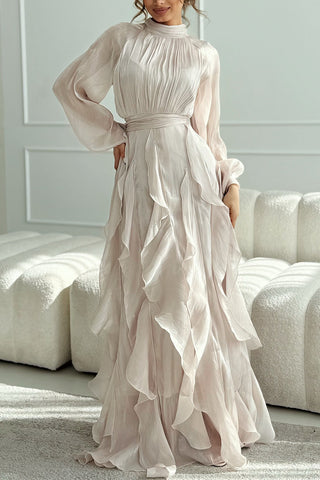 Elegant Evening Gown with Flowing Layers