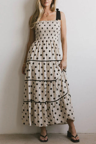 Polka Dot Smocked Casual Dress