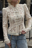 Elegant Lace Button-Down Blouse