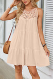 Crochet Yoke Swing Mini Dress