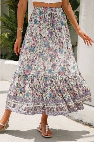 Floral Tiered Maxi Skirt
