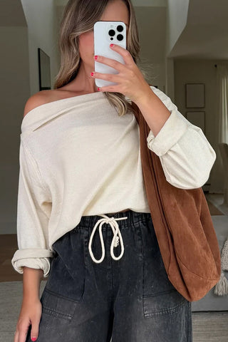 Off-Shoulder Casual Sweatshirt