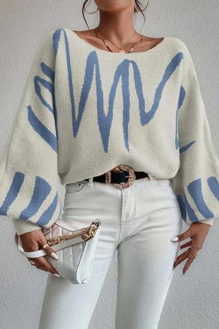 Abstract Patterned Oversized Sweater