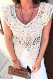 Lace Crochet Button-Front Tank Top