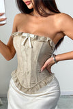 Strapless Lace Trim Corset Top