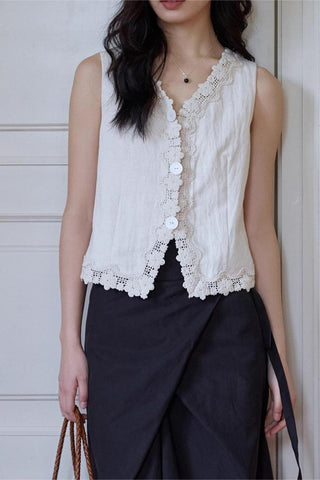Lace Trim Sleeveless Vest