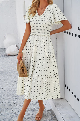 V-Neck Tiered Midi Dress