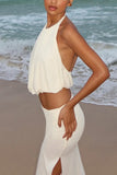 Halter Crop Top and Maxi Skirt Set