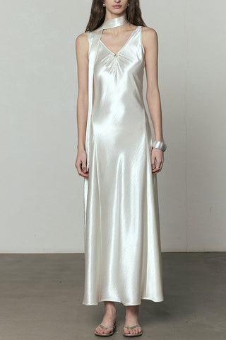 Sleeveless Casual Maxi Dress with Twist Detail