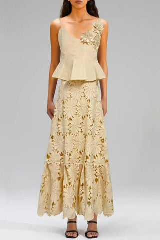 Floral Cut-Out Casual Skirt Set