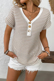 Striped Button-Front Casual Top