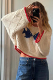 Cropped Knit Sweater with Contrast Trim