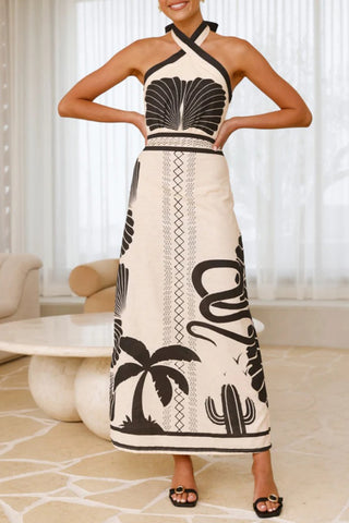Halter Neck Tropical Dress