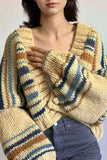 Striped Button-Front Cardigan