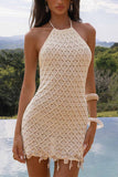 Halter Neck Crochet Cover-Up Dress