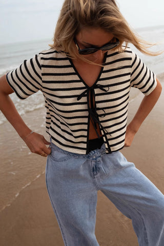 Striped Tie-Front Blouse