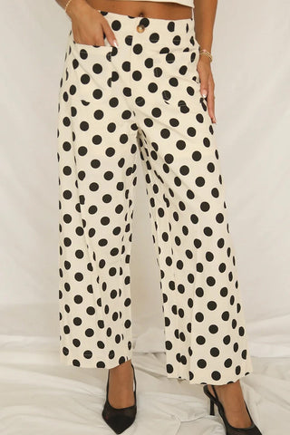 Polka Dot Pocket Detail Pants