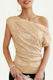 One-Shoulder Sequin Tank Top