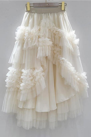 Layered Ruffle Midi Skirt