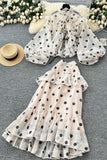 Polka Dot Skirt Set with Ruffled Design