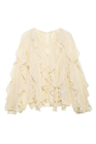 Ruffle-Front Blouse with Flowing Detail