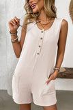 Sleeveless Button-Up Ribbed Romper