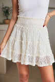 Tiered Lace Smocked Waist Mini Skirt