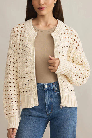 Zip-Front Crochet Cardigan