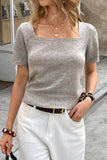 Casual Square Neck Knit Top