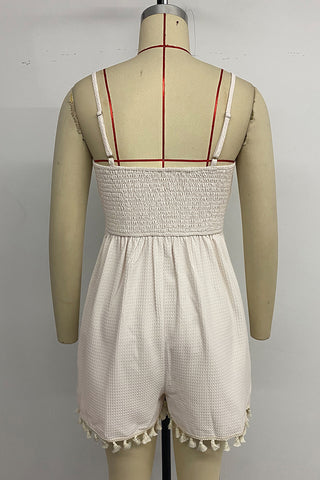 Tie-Front Tassel Hem Romper