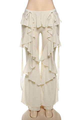 Ruffle-Trim Casual Pants