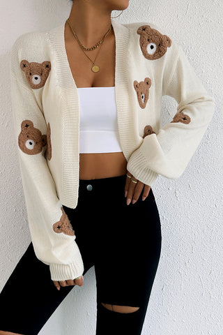 Playful Bear Applique Cardigan