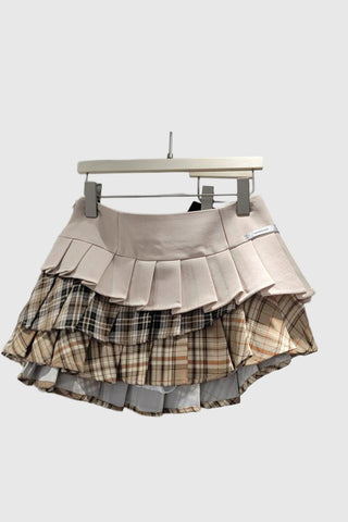 Layered Pleated Mini Skirt