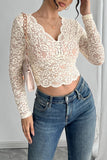 Lace Long-Sleeve Crop Top