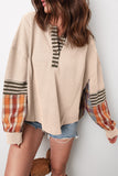 Mixed-Pattern Sleeve Sweatshirt