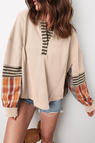 Mixed-Pattern Sleeve Sweatshirt