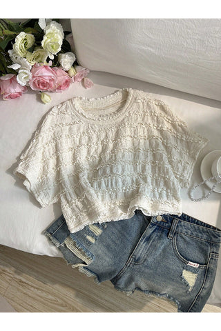 Textured Layered Crop T-Shirt