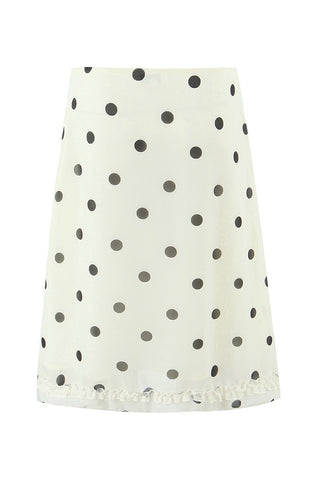 Polka Dot Midi Skirt with Ruffle Hem