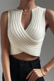 Chain Accent Ribbed Wrap Tank