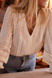 Elegant V-Neck Lace Blouse