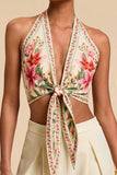 Tie-Front Floral Halter Top