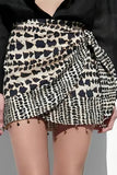 Tie-Waist Patterned Casual Skirt