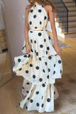 Halter Neck Polka Dot Skirt Set