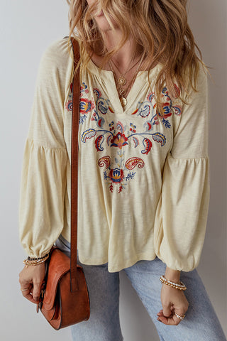 Gathered Sleeve Casual Blouse