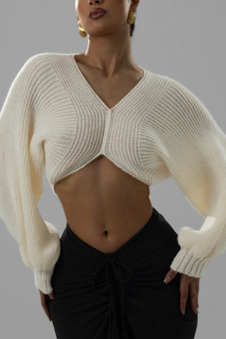 Cropped V-Neck Sweater