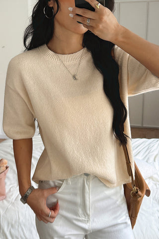 Casual Crewneck Short Sleeve Sweater