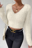 Fluffy V-Neck Sweater