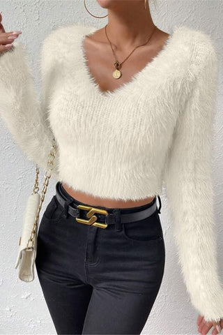 Fluffy V-Neck Sweater