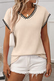 Striped Trim V-Neck Tank Top